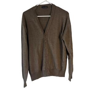 Luigi Fusaro Men's Size Large Brown Merino Wool Blend Italy Elbow Patch Sweater